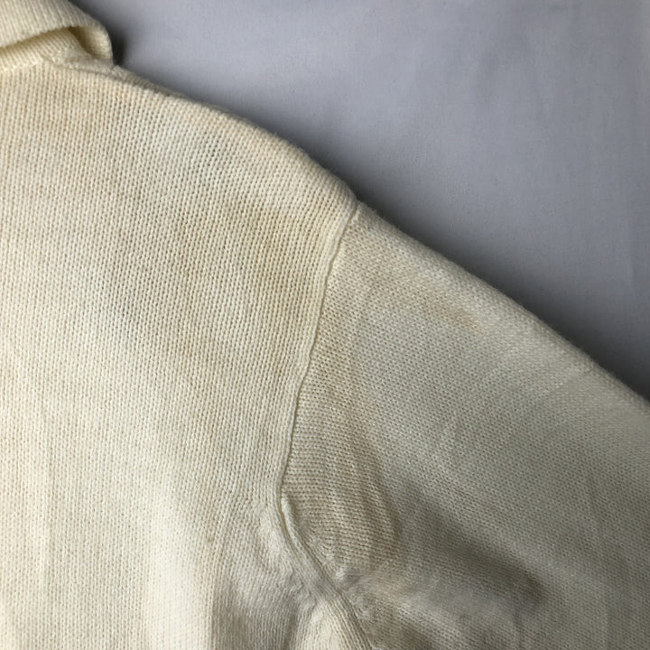KING ROAD Plain Polo Knit Sweater, Men's Size L (approx.) acrylic unbleached Vintage Second Hand