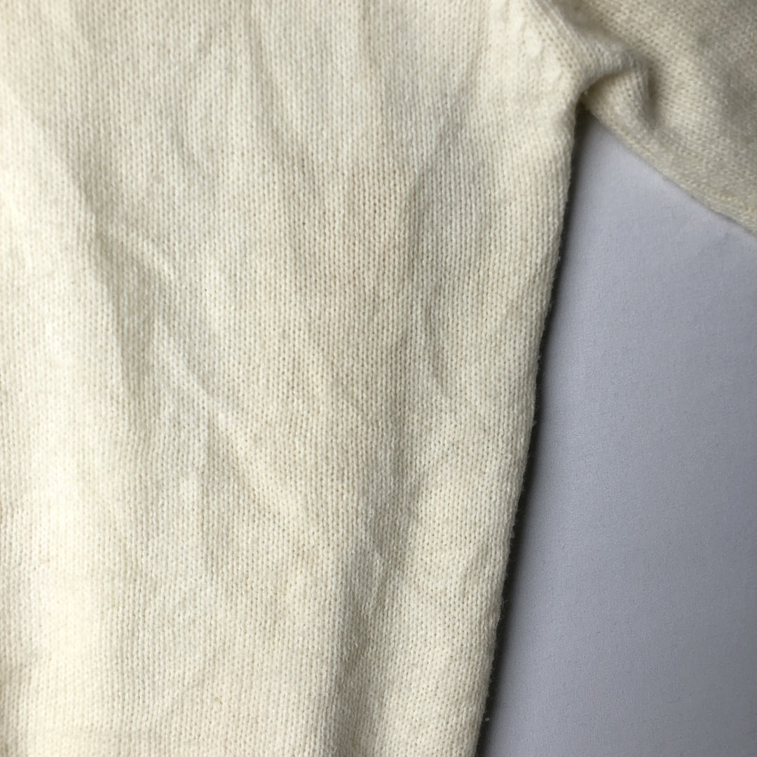 KING ROAD Plain Polo Knit Sweater, Men's Size L (approx.) acrylic unbleached Vintage Second Hand