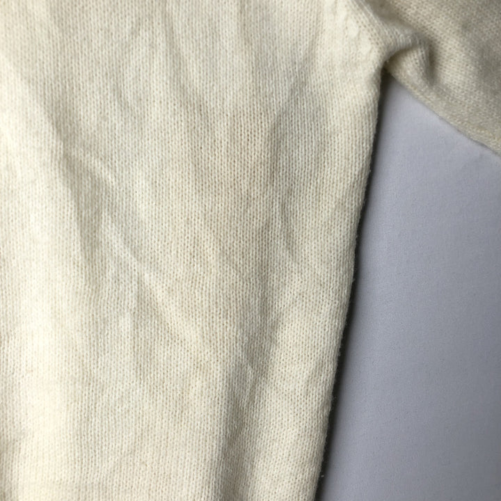 KING ROAD Plain Polo Knit Sweater, Men's Size L (approx.) acrylic unbleached Vintage Second Hand