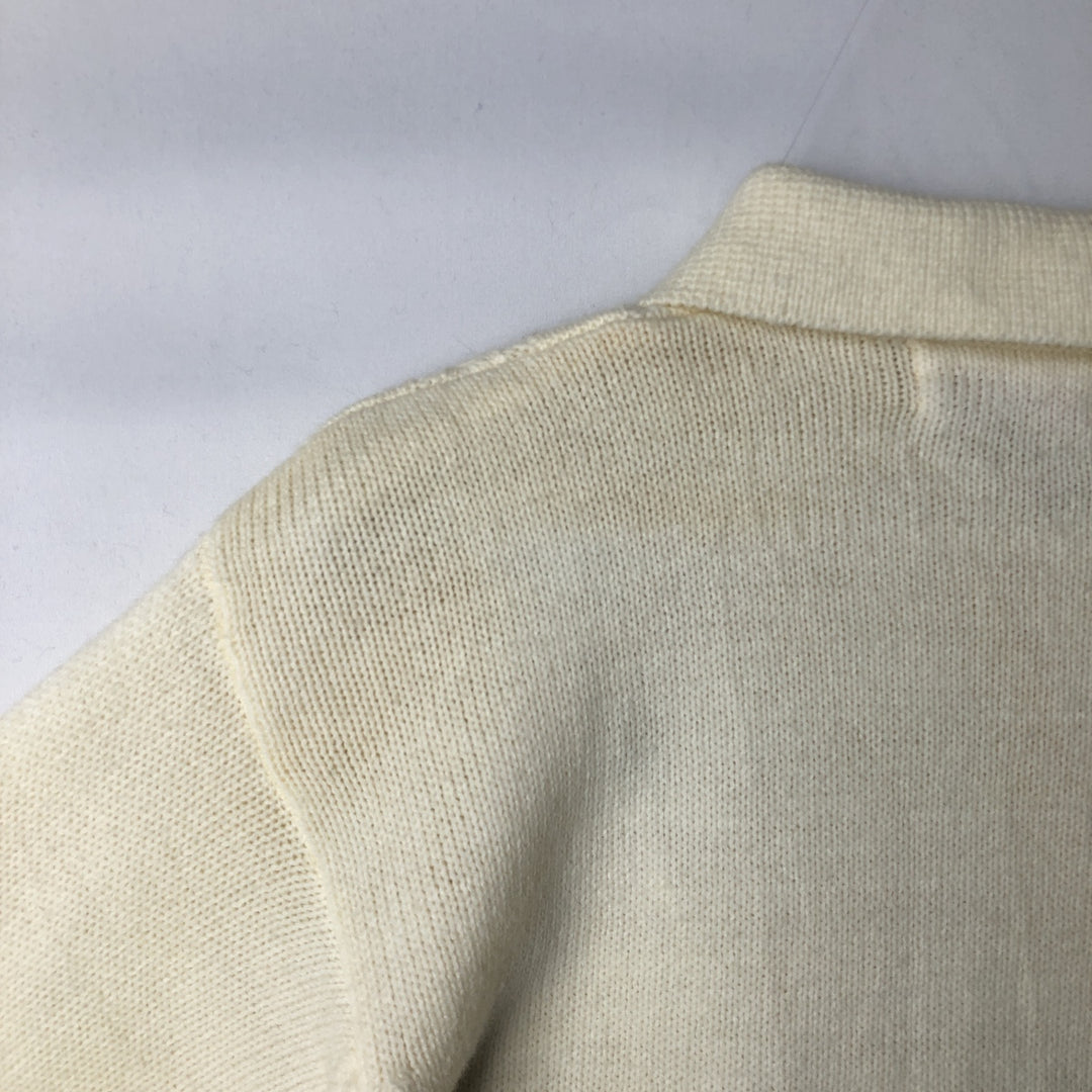 KING ROAD Plain Polo Knit Sweater, Men's Size L (approx.) acrylic unbleached Vintage Second Hand