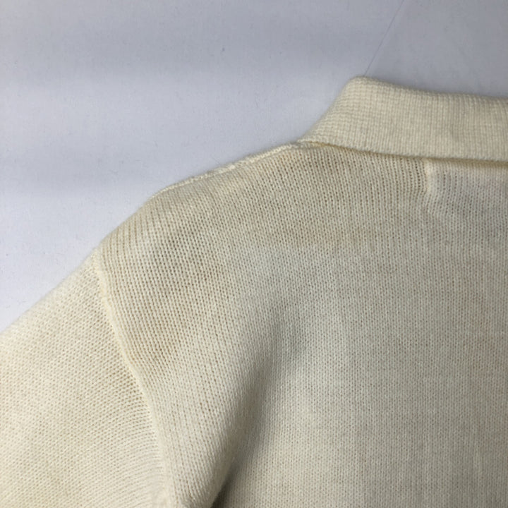 KING ROAD Plain Polo Knit Sweater, Men's Size L (approx.) acrylic unbleached Vintage Second Hand