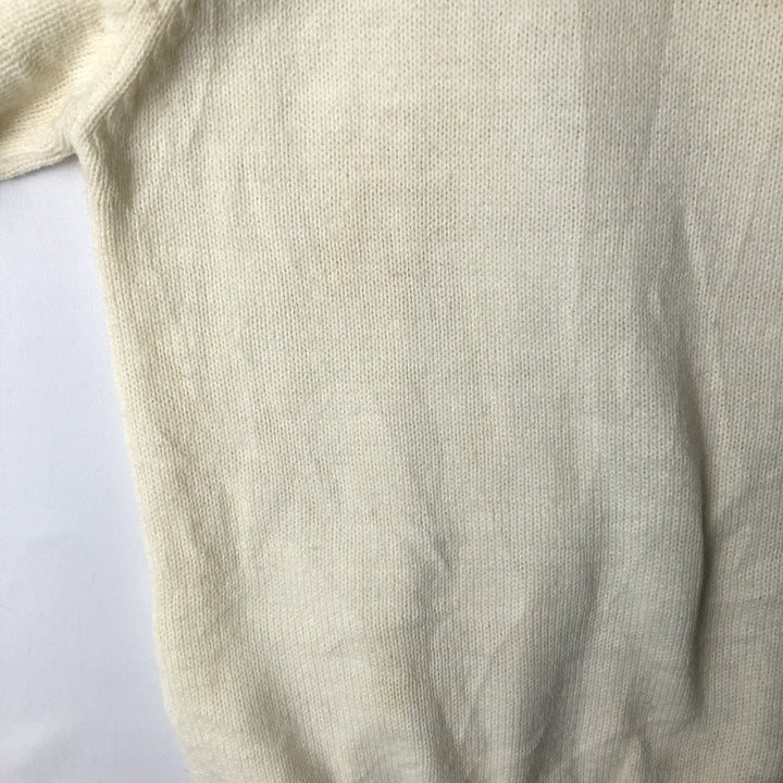 KING ROAD Plain Polo Knit Sweater, Men's Size L (approx.) acrylic unbleached Vintage Second Hand