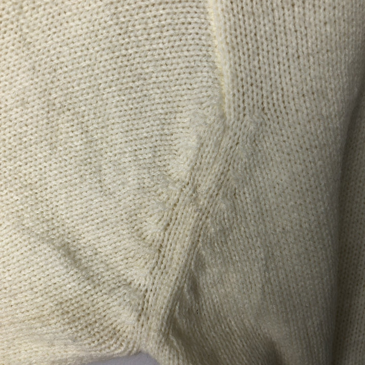 KING ROAD Plain Polo Knit Sweater, Men's Size L (approx.) acrylic unbleached Vintage Second Hand