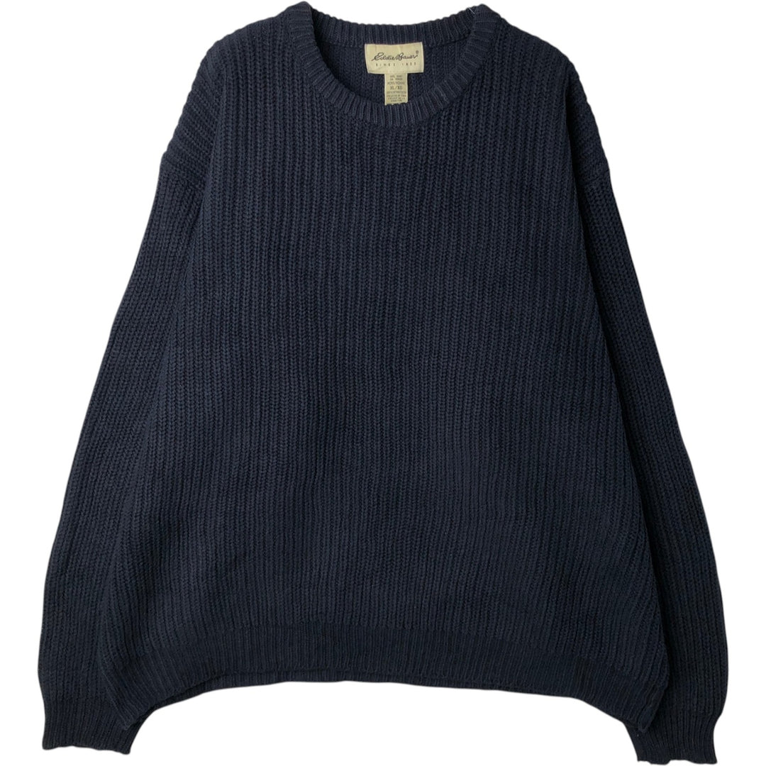 1990'S Eddie Bauer Rib-Knit Cotton Sweater, Made in Australia, Men's Size XL (Equivalent), Vintage cotton black type Vintage Second Hand