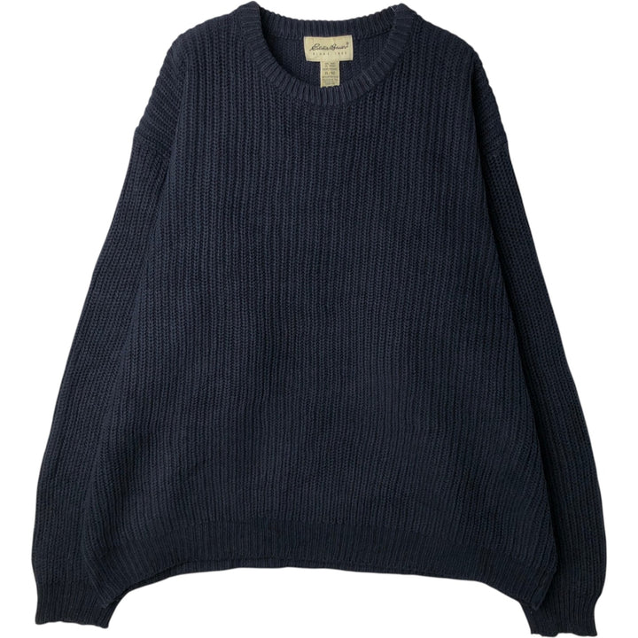 1990'S Eddie Bauer Rib-Knit Cotton Sweater, Made in Australia, Men's Size XL (Equivalent), Vintage cotton black type Vintage Second Hand