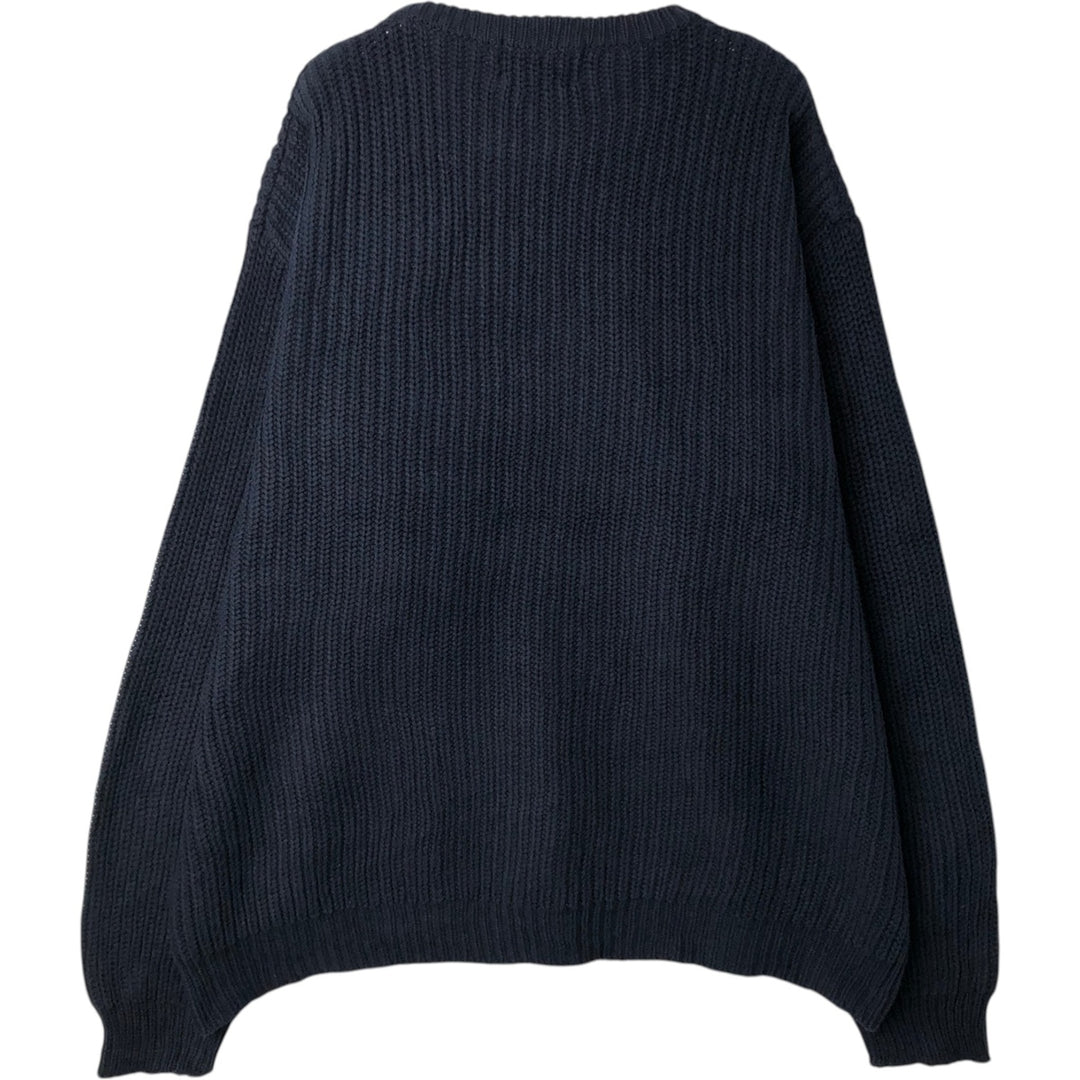 1990'S Eddie Bauer Rib-Knit Cotton Sweater, Made in Australia, Men's Size XL (Equivalent), Vintage cotton black type Vintage Second Hand