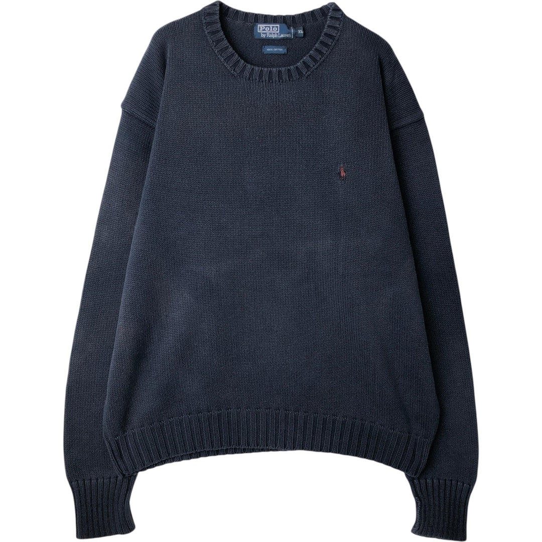 Ralph Lauren POLO by Ralph Lauren Cotton Knit Sweater Men's XL cotton navy blue type Vintage Second Hand