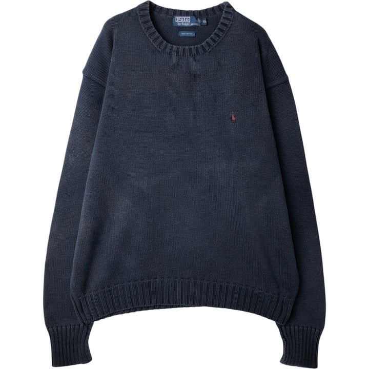 Ralph Lauren POLO by Ralph Lauren Cotton Knit Sweater Men's XL cotton navy blue type Vintage Second Hand