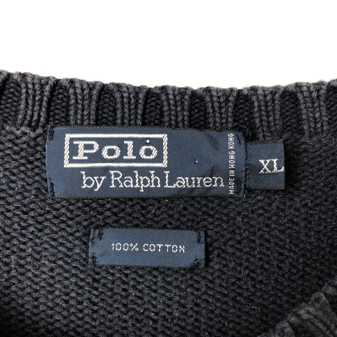 Ralph Lauren POLO by Ralph Lauren Cotton Knit Sweater Men's XL cotton navy blue type Vintage Second Hand