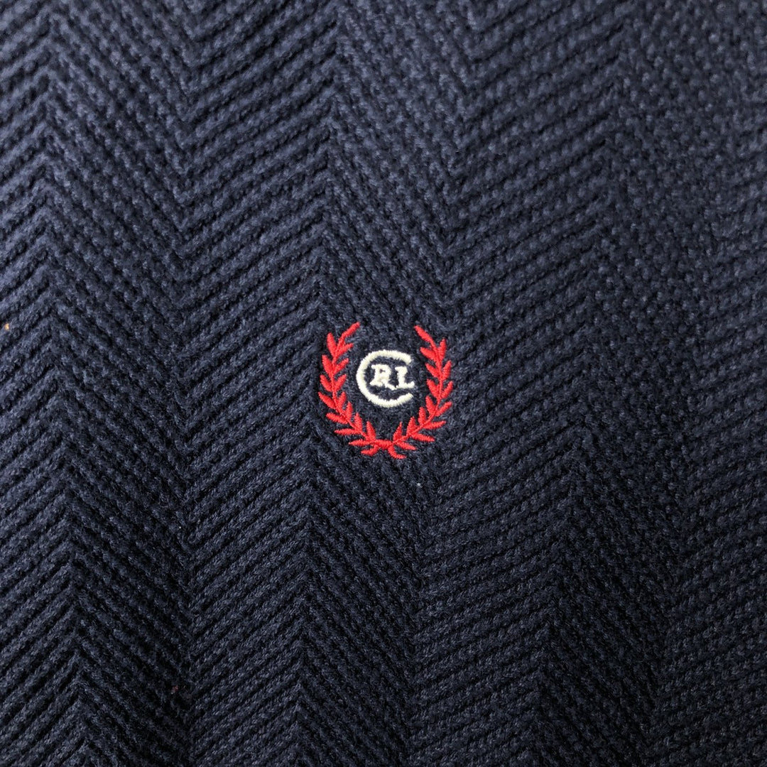 Ralph Lauren CHAPS Herringbone Cotton Knit Sweater, Men's Size L cotton navy blue type Vintage Second Hand
