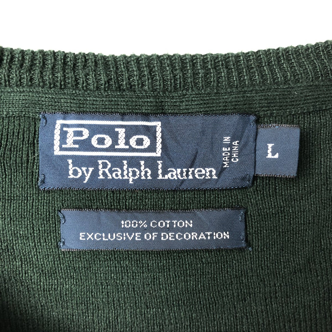 Ralph Lauren POLO by Ralph Lauren Cotton Knit Sweater Men's L size cotton green type Vintage Second Hand