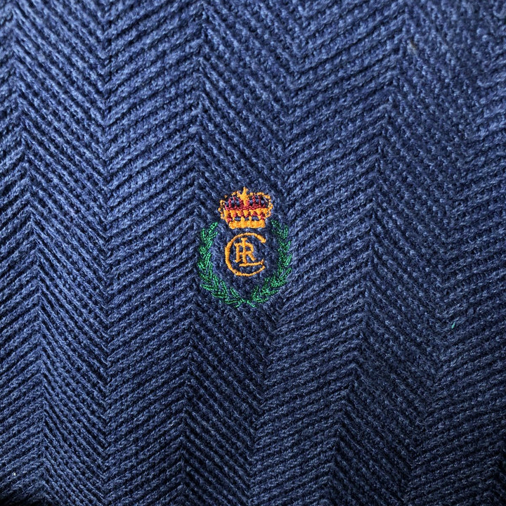 1990'S Ralph Lauren CHAPS Herringbone Cotton Knit Sweater, Men's Size L (approx.), Vintage cotton navy blue type Vintage Second Hand