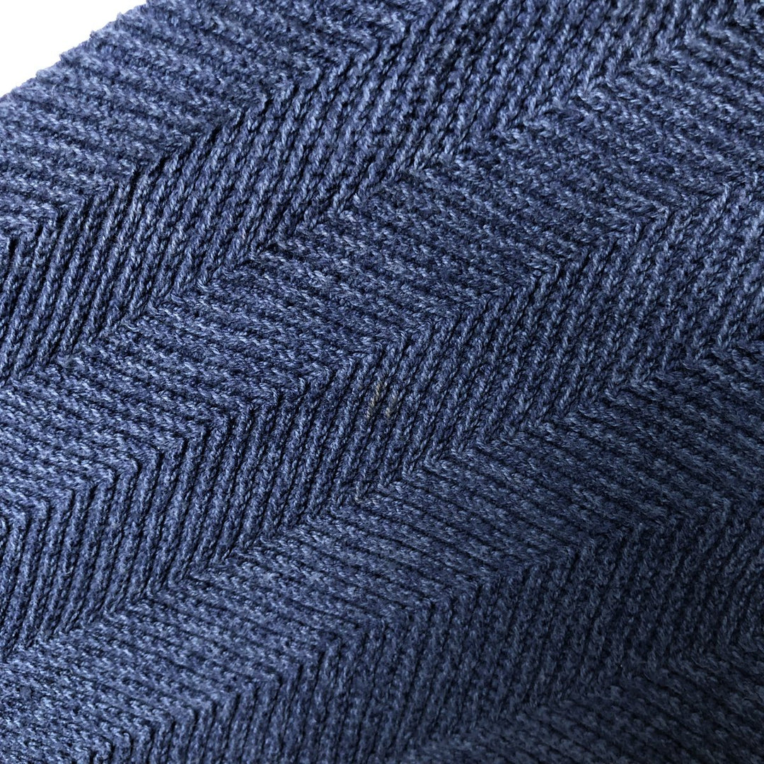1990'S Ralph Lauren CHAPS Herringbone Cotton Knit Sweater, Men's Size L (approx.), Vintage cotton navy blue type Vintage Second Hand