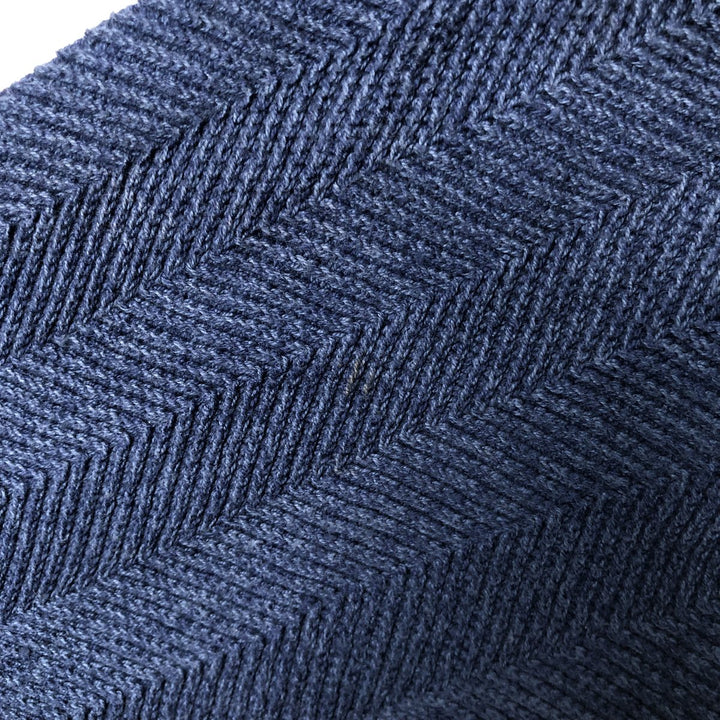 1990'S Ralph Lauren CHAPS Herringbone Cotton Knit Sweater, Men's Size L (approx.), Vintage cotton navy blue type Vintage Second Hand