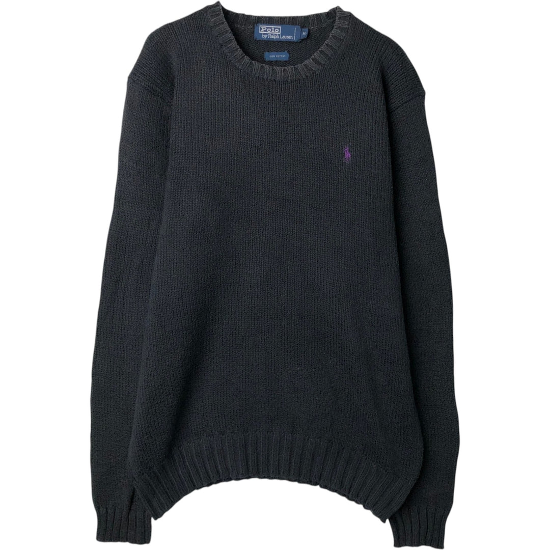 Ralph Lauren POLO by Ralph Lauren Cotton Knit Sweater Men's M Size cotton black type Vintage Second Hand
