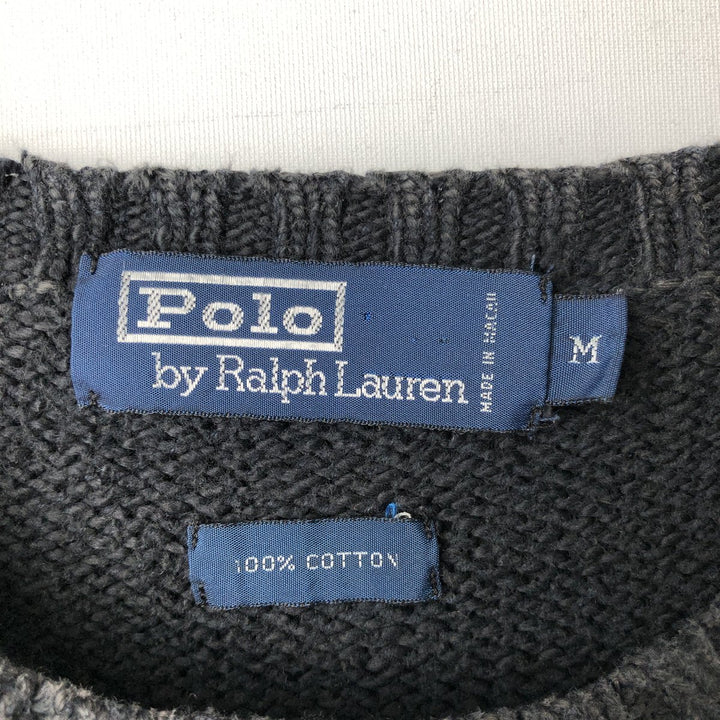 Ralph Lauren POLO by Ralph Lauren Cotton Knit Sweater Men's M Size cotton black type Vintage Second Hand