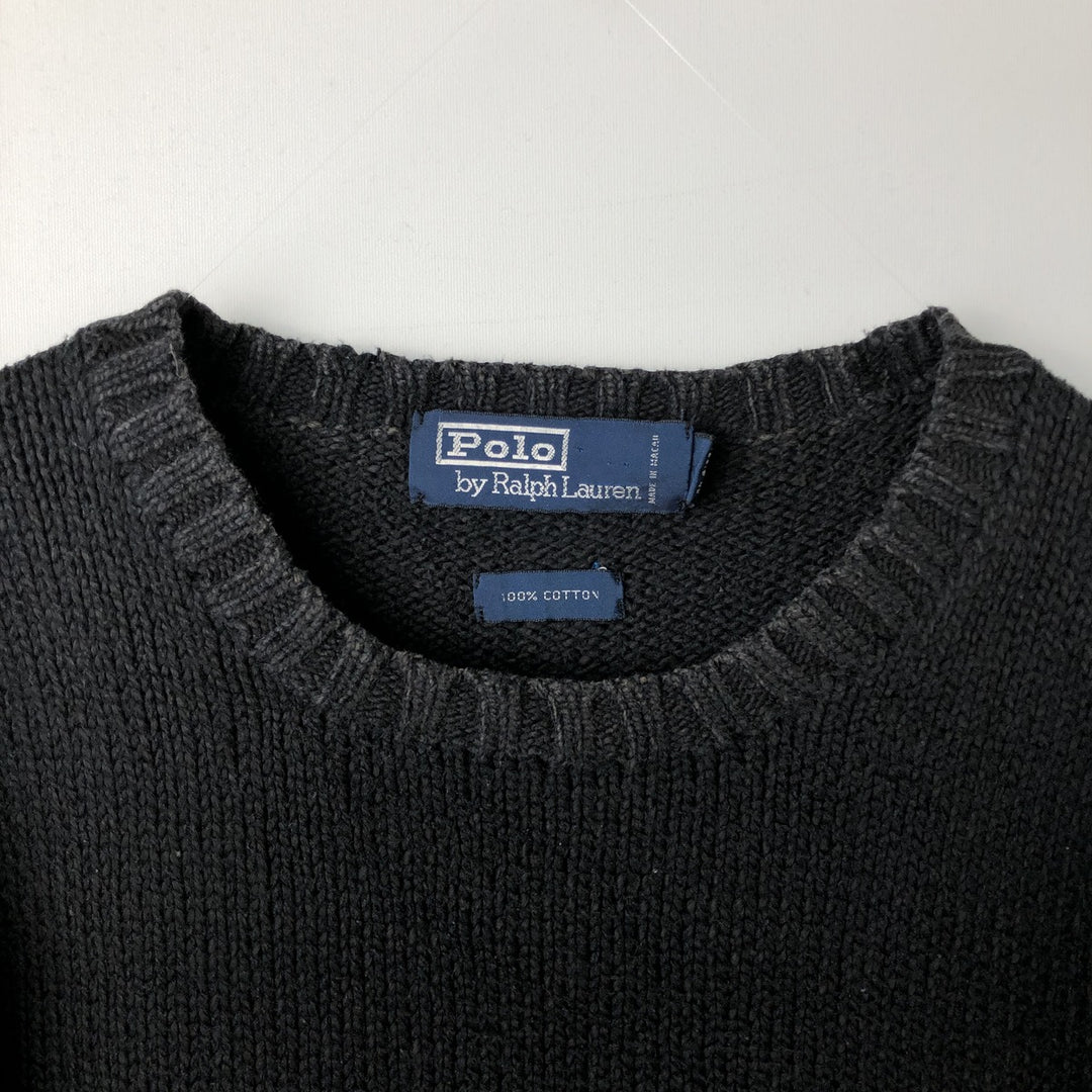 Ralph Lauren POLO by Ralph Lauren Cotton Knit Sweater Men's M Size cotton black type Vintage Second Hand