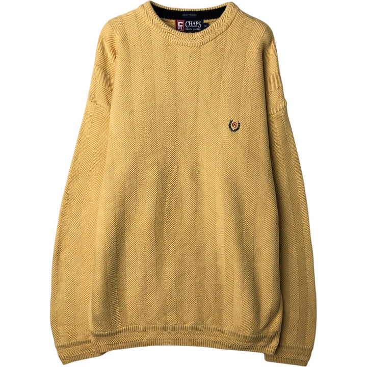 Ralph Lauren CHAPS herringbone cotton knit sweater, men's size M cotton yellow type Vintage Second Hand