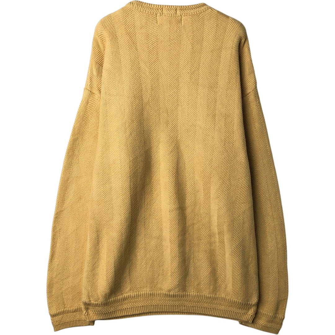 Ralph Lauren CHAPS herringbone cotton knit sweater, men's size M cotton yellow type Vintage Second Hand