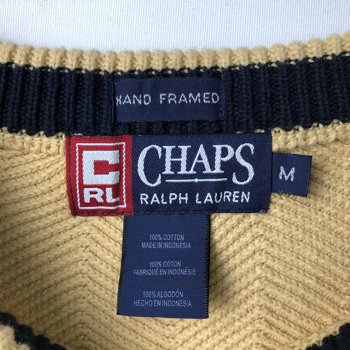 Ralph Lauren CHAPS herringbone cotton knit sweater, men's size M cotton yellow type Vintage Second Hand