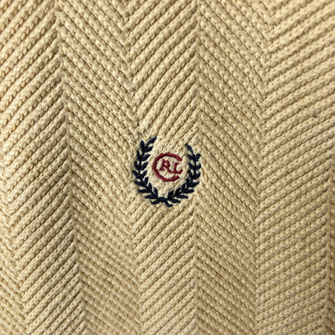 Ralph Lauren CHAPS herringbone cotton knit sweater, men's size M cotton yellow type Vintage Second Hand