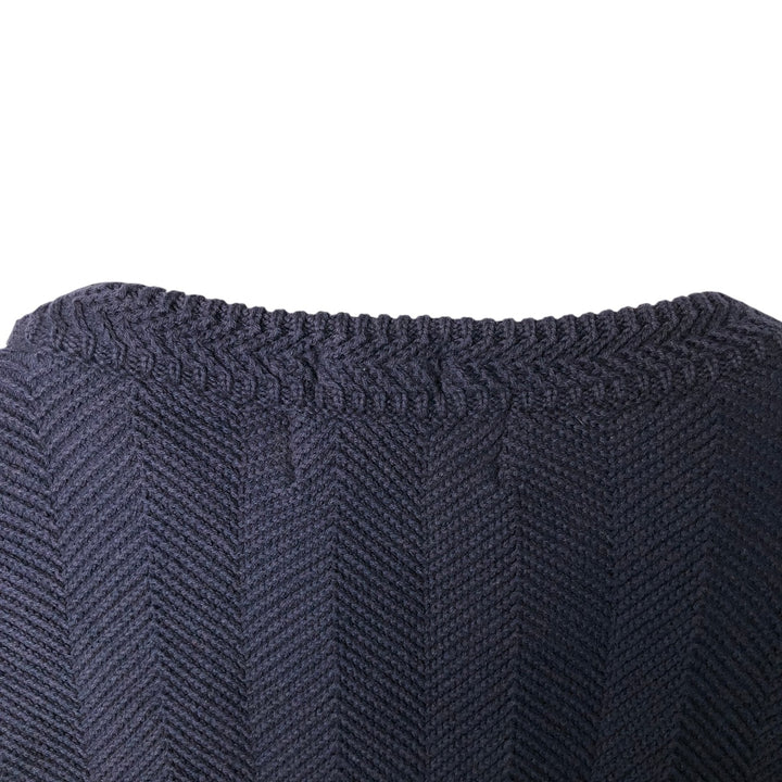Ralph Lauren CHAPS herringbone cotton knit sweater, men's size M cotton navy blue type Vintage Second Hand