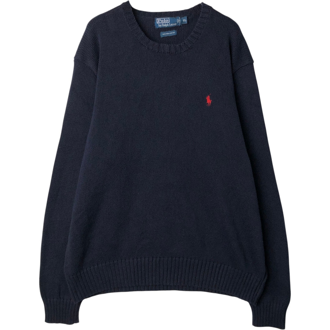 Ralph Lauren POLO by Ralph Lauren Cotton Knit Sweater Men's XL Pima Cotton navy blue type Vintage Second Hand