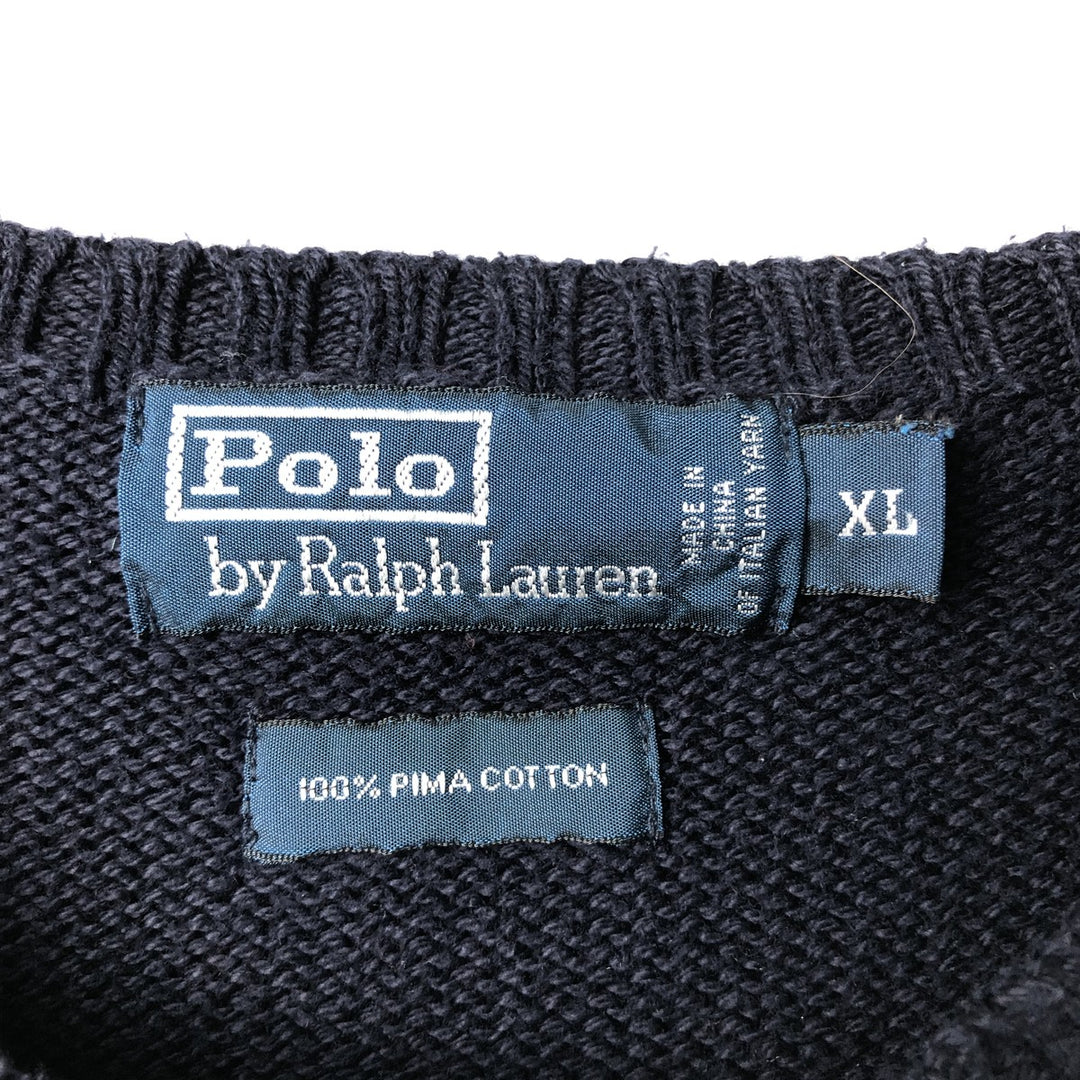 Ralph Lauren POLO by Ralph Lauren Cotton Knit Sweater Men's XL Pima Cotton navy blue type Vintage Second Hand
