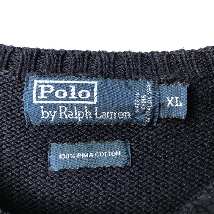 Ralph Lauren POLO by Ralph Lauren Cotton Knit Sweater Men's XL Pima Cotton navy blue type Vintage Second Hand