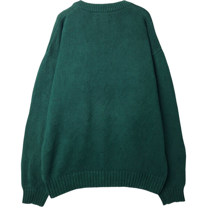 80s-90'S Eddie Bauer cotton knit sweater, men's size L equivalent, vintage, black tag. cotton green type Vintage Second Hand