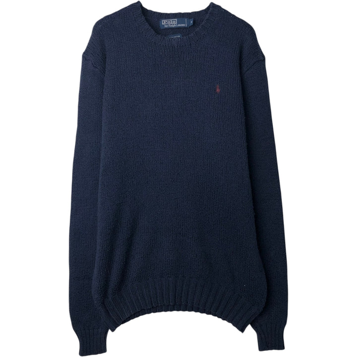 Ralph Lauren POLO by Ralph Lauren Cotton Knit Sweater Men's M Size cotton navy blue type Vintage Second Hand