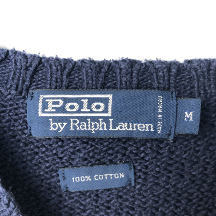 Ralph Lauren POLO by Ralph Lauren Cotton Knit Sweater Men's M Size cotton navy blue type Vintage Second Hand