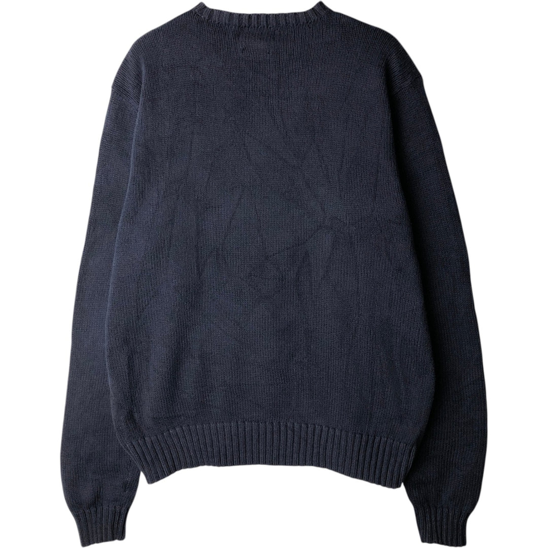 Ralph Lauren POLO by Ralph Lauren Cotton Knit Sweater Men's L size Pima Cotton navy blue type Vintage Second Hand