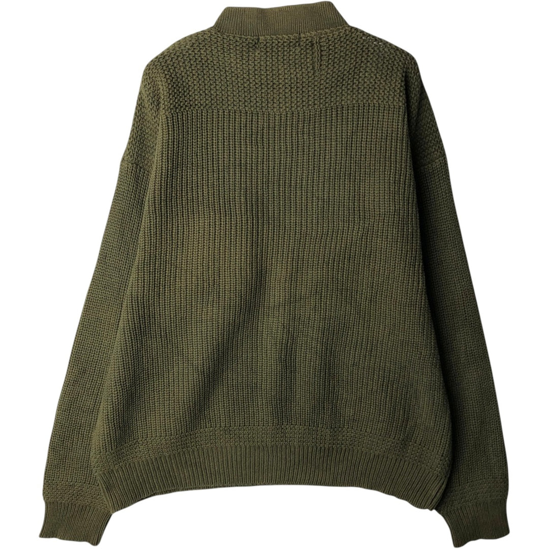 80s-90'S Eddie Bauer Black Tag Henley Neck Cotton Knit Sweater, Men's XL (approx.), Vintage cotton Khaki type sage green Vintage Second Hand