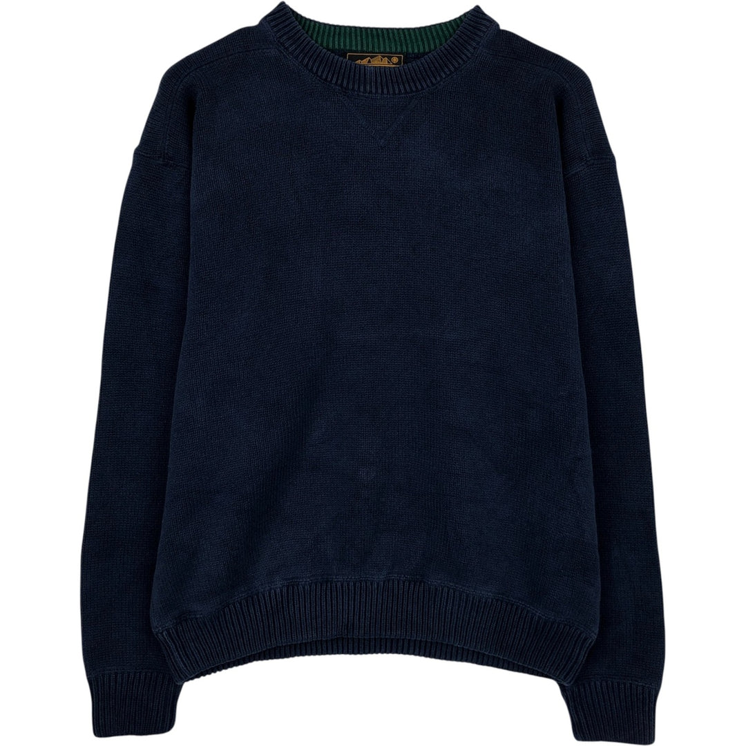 90'S Eddie Bauer Cotton Knit Sweater, Men's M Size, Vintage cotton navy blue type Vintage Second Hand
