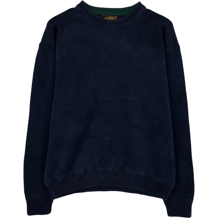 90'S Eddie Bauer Cotton Knit Sweater, Men's M Size, Vintage cotton navy blue type Vintage Second Hand