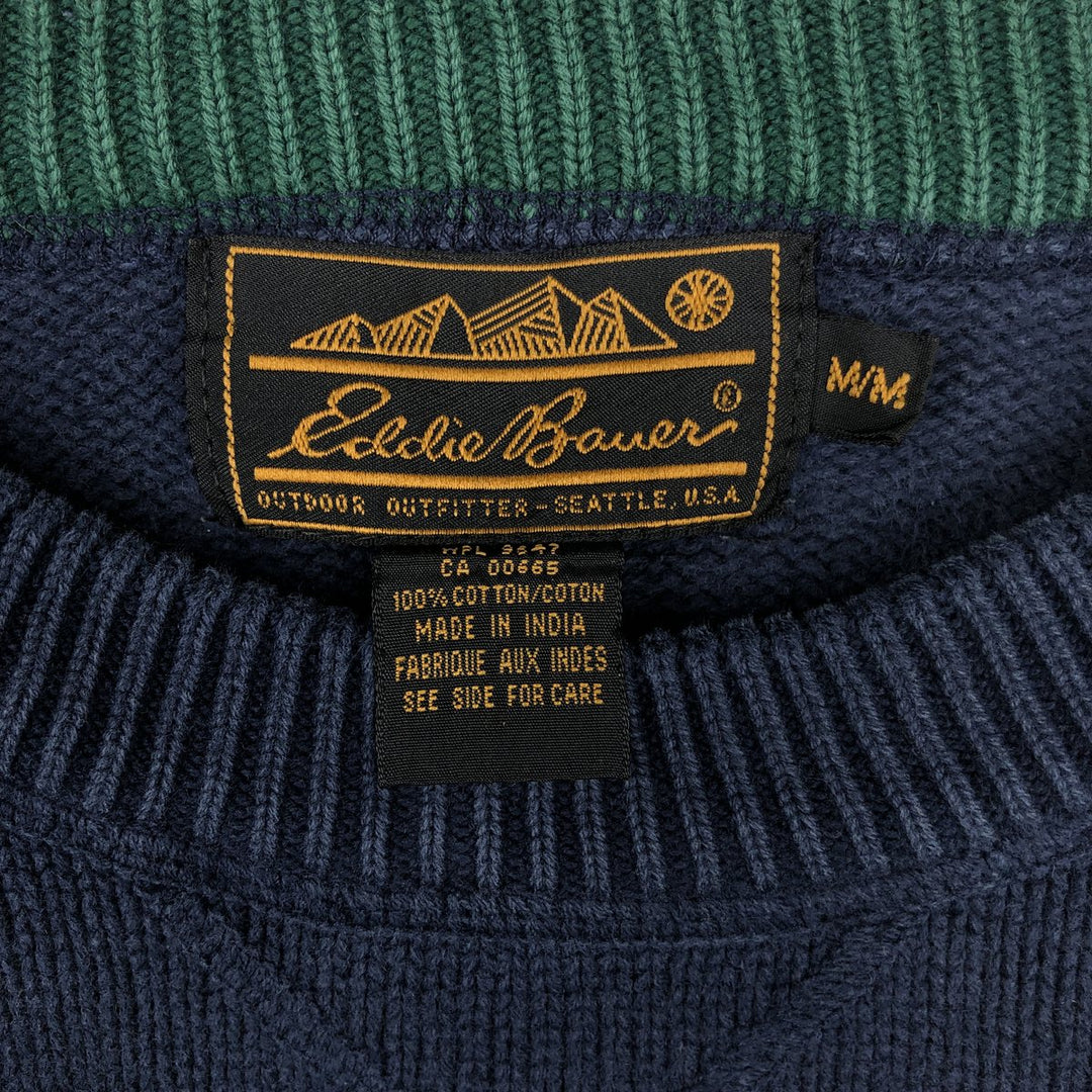 90'S Eddie Bauer Cotton Knit Sweater, Men's M Size, Vintage cotton navy blue type Vintage Second Hand