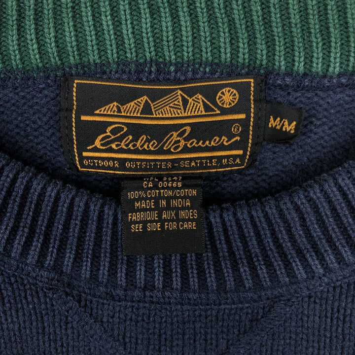 90'S Eddie Bauer Cotton Knit Sweater, Men's M Size, Vintage cotton navy blue type Vintage Second Hand