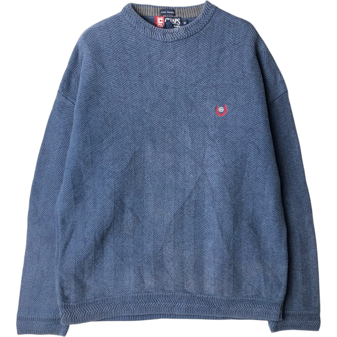 Ralph Lauren Chaps cable knit cotton sweater, size M, men's cotton blue type Vintage Second Hand