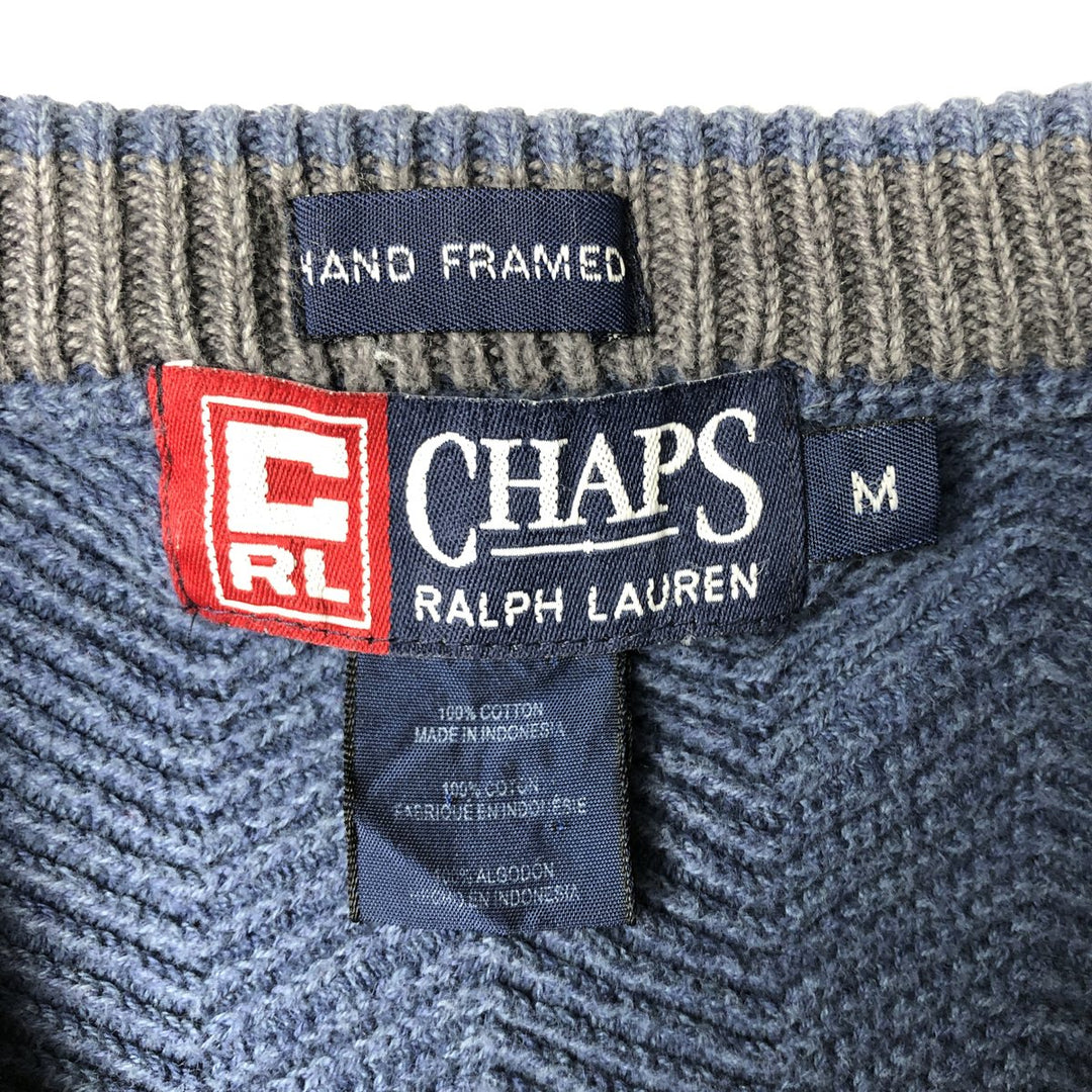 Ralph Lauren Chaps cable knit cotton sweater, size M, men's cotton blue type Vintage Second Hand