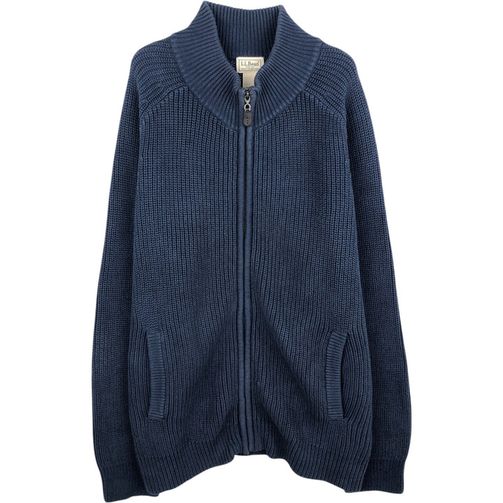 90s-00'S LLBean Rib-Knit Driver's Knit Sweater, Men's Size L (approx.) cotton navy blue type Vintage Second Hand