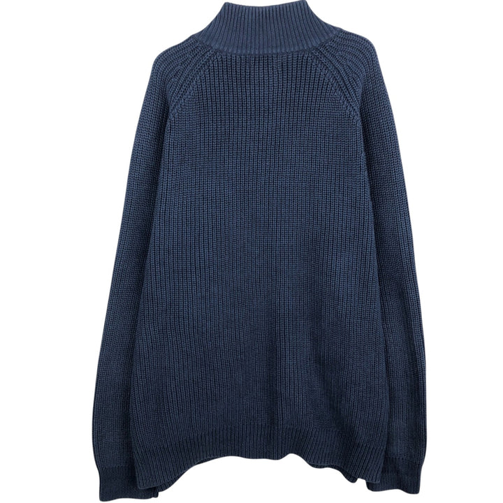 90s-00'S LLBean Rib-Knit Driver's Knit Sweater, Men's Size L (approx.) cotton navy blue type Vintage Second Hand