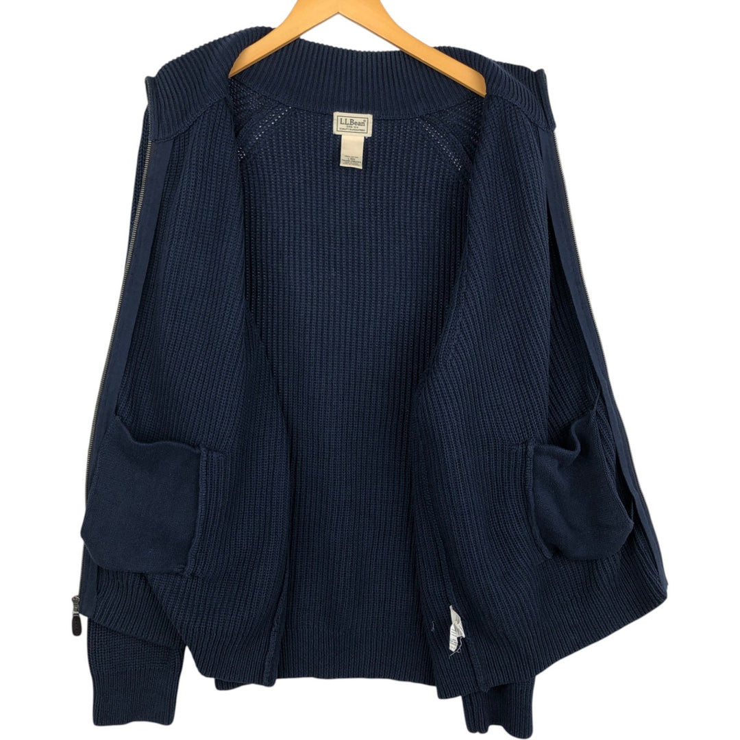 90s-00'S LLBean Rib-Knit Driver's Knit Sweater, Men's Size L (approx.) cotton navy blue type Vintage Second Hand