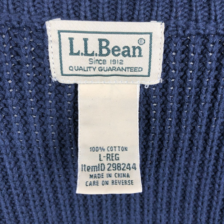 90s-00'S LLBean Rib-Knit Driver's Knit Sweater, Men's Size L (approx.) cotton navy blue type Vintage Second Hand