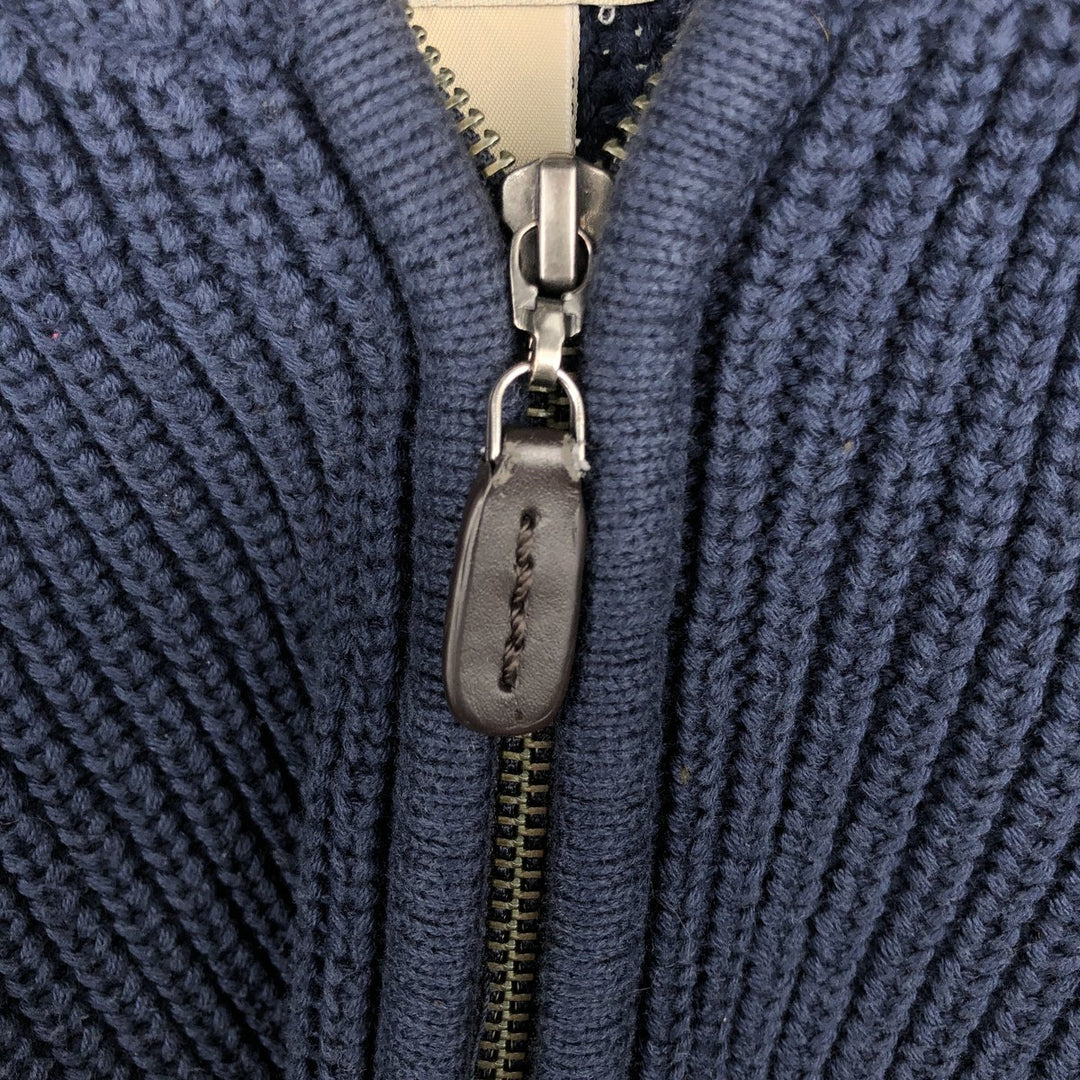 90s-00'S LLBean Rib-Knit Driver's Knit Sweater, Men's Size L (approx.) cotton navy blue type Vintage Second Hand