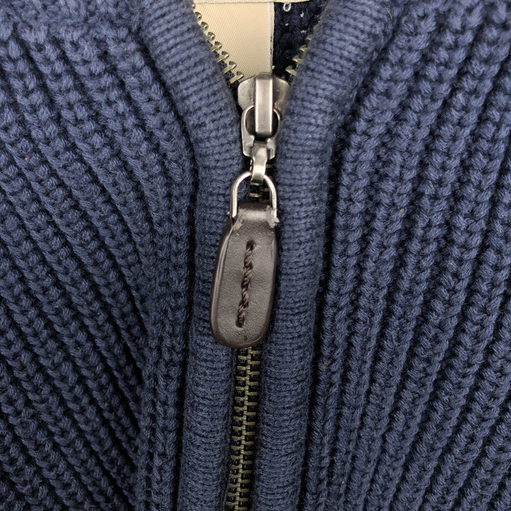 90s-00'S LLBean Rib-Knit Driver's Knit Sweater, Men's Size L (approx.) cotton navy blue type Vintage Second Hand