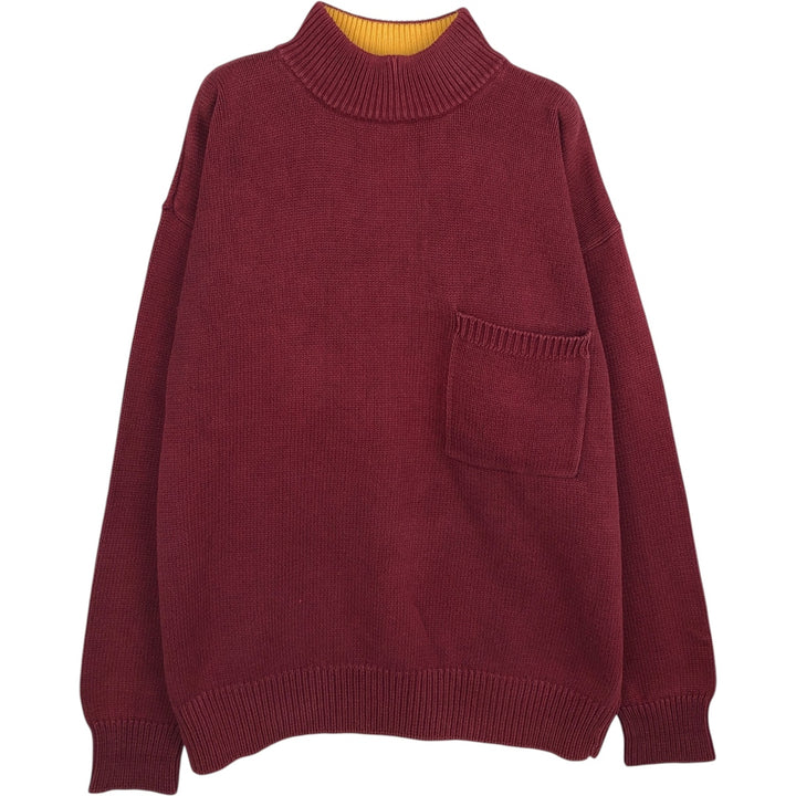 90'S GAP Old Gap Mock Neck Cotton Knit Sweater, Men's Size L (approx.), Vintage cotton Red type red-purple Vintage Second Hand
