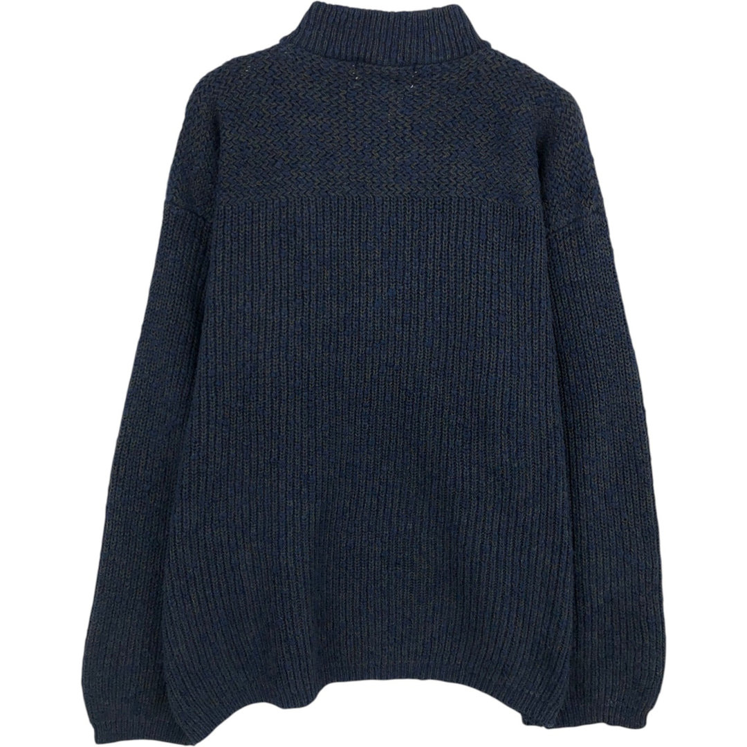 90s-00'S Eddie Bauer Henley Neck Cotton Knit Sweater, Men's Size M (Equivalent), Vintage cotton navy blue type Vintage Second Hand