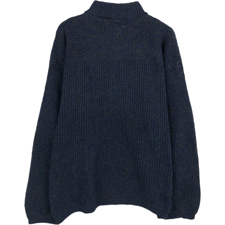 90s-00'S Eddie Bauer Henley Neck Cotton Knit Sweater, Men's Size M (Equivalent), Vintage cotton navy blue type Vintage Second Hand