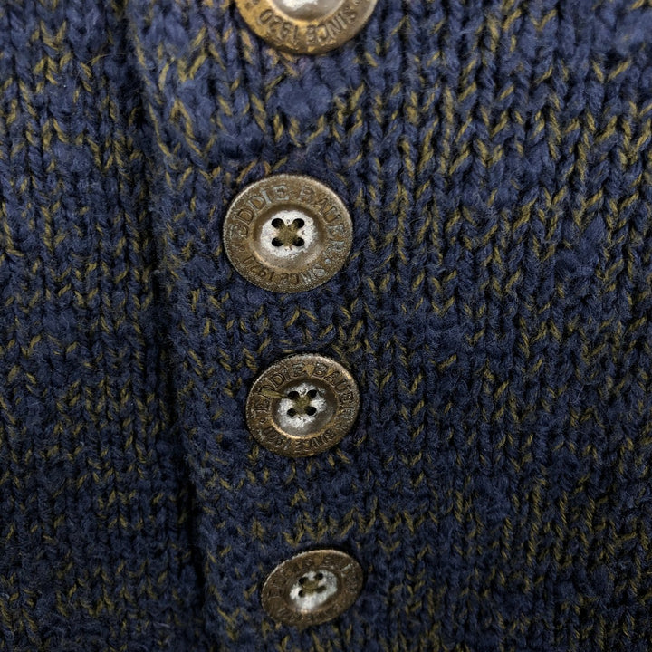 90s-00'S Eddie Bauer Henley Neck Cotton Knit Sweater, Men's Size M (Equivalent), Vintage cotton navy blue type Vintage Second Hand